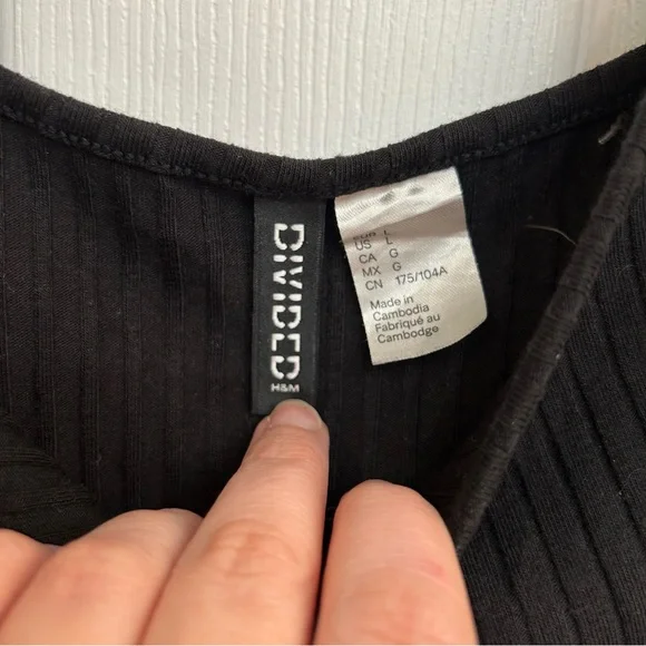 Divided Black Ribbed Dress - Picture 7 of 12